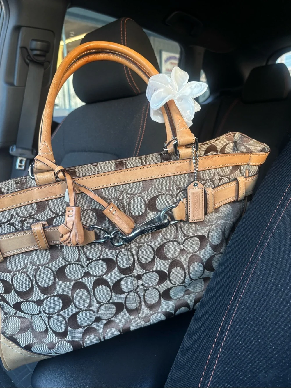 Vintage Fall Coach Signature Hampton Canvas Tote Bag